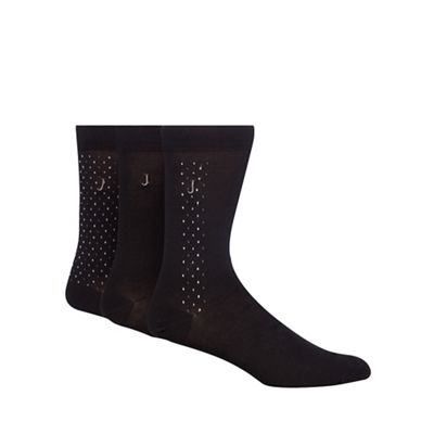 J by Jasper Conran Designer pack of three black dotted socks